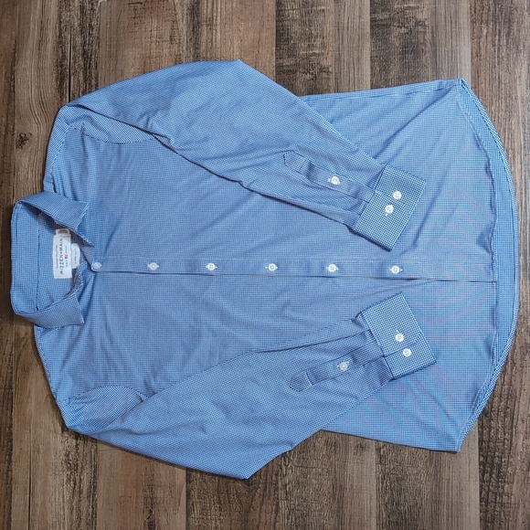 Mizzen+Main Spinnaker Trim Fit Button Down Dress Shirt Gingham Blue Size XL - Picture 1 of 9